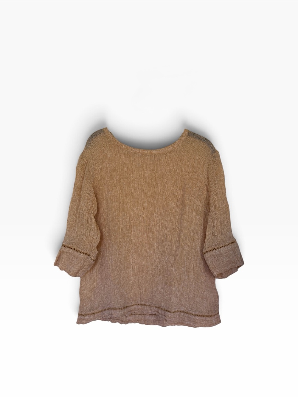 J Jill 100% Linen Lightweight Boatneck 3/4-Sleeve Women’s Sm Lagenlook Boho Top